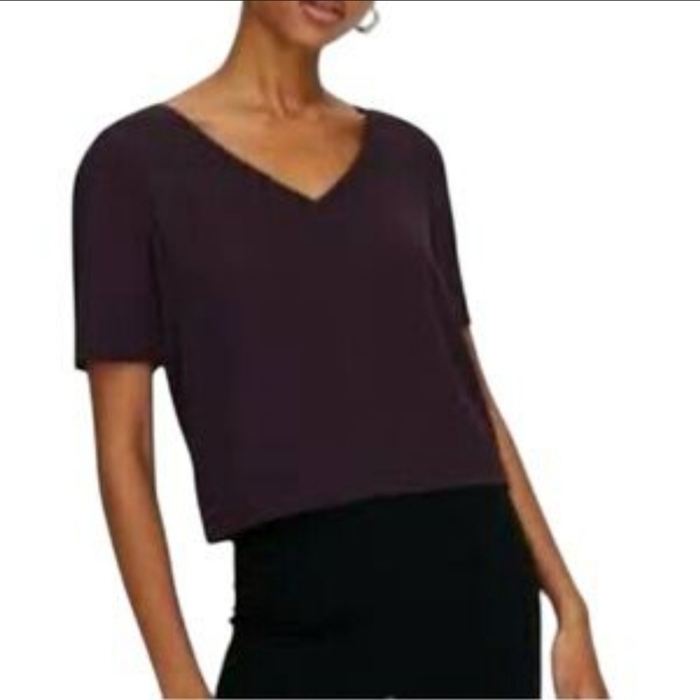 Aritzia Babaton Dark Purple Randy Short Sleeve Blouse size XXS